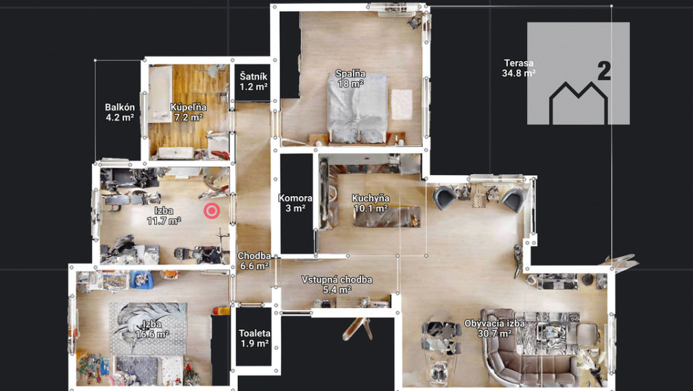 4-izb. byt s veľkou terasou, park. miesto a garáž v cene