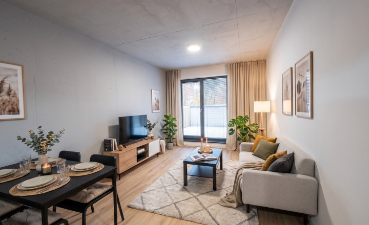Prenájom | 3-izb. byt | 64 m2 plus veľká terasa | park. miesto | novostavba - fotografia 1